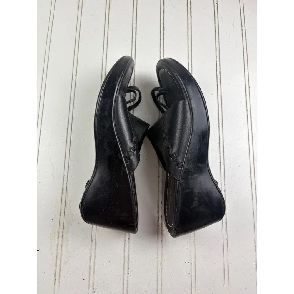 Montego Bay Club Vintage Y2K Black Leather Platform Sandals Women's Size 9.5